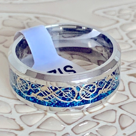✨NEW✨BLUE DRAGON BAND RING - Picture 2 of 7